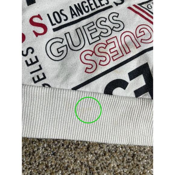 Guess Sweatshirt Womens White Crewneck Sweater Logo Pullover Size Medium - Picture 7 of 10